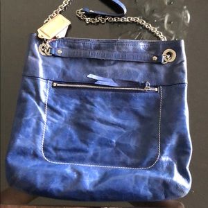 Blue leather coach bag